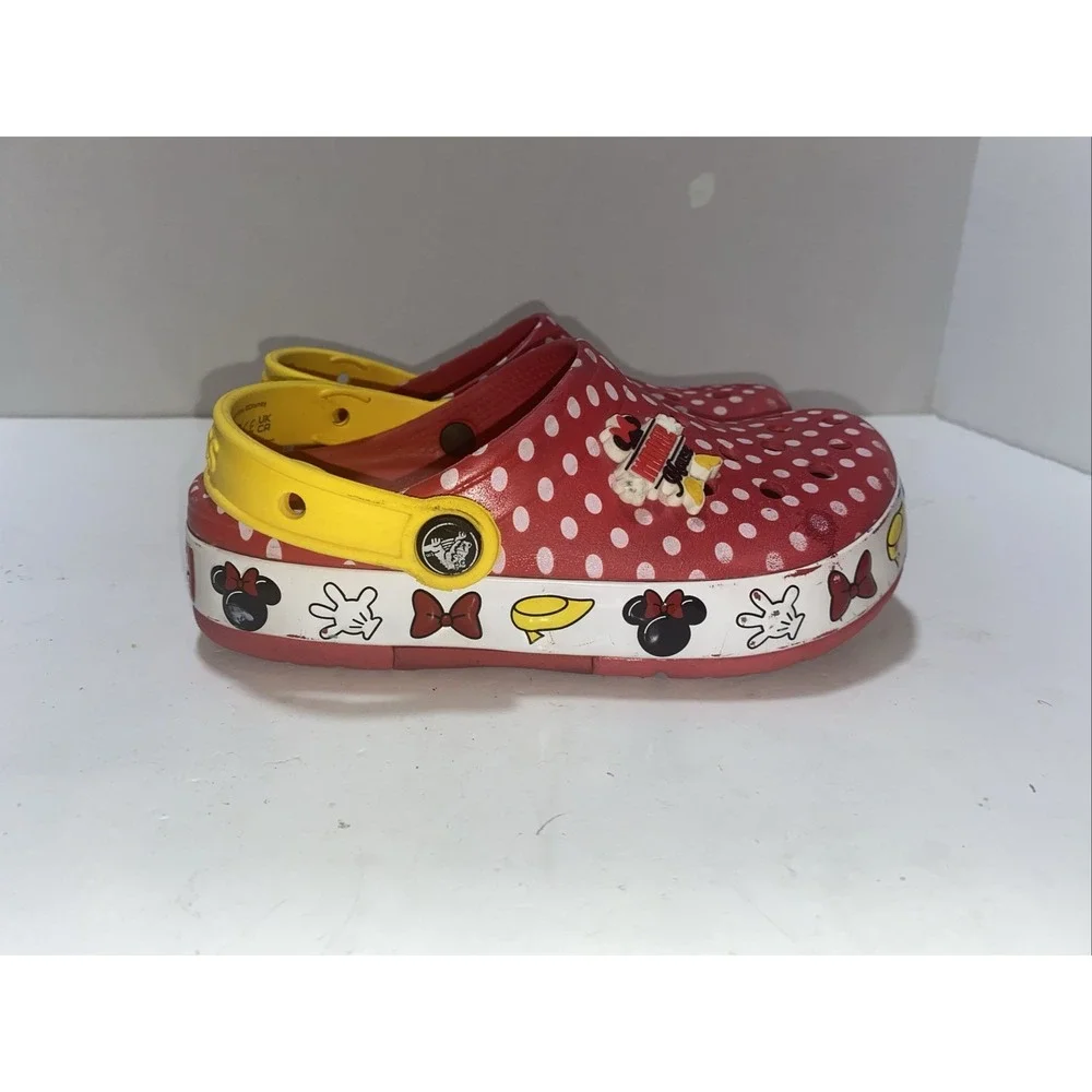 Crocs Disney Parks Minnie Mouse Kids Crocband Red Clogs Junior Size 1